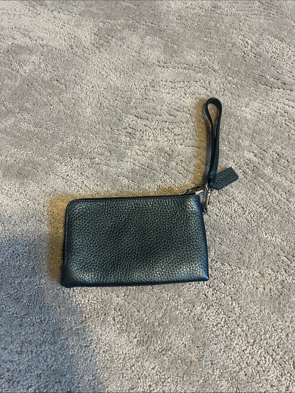 Coach Dark Blue Pebbled Leather Wristlet - Picture 2 of 3
